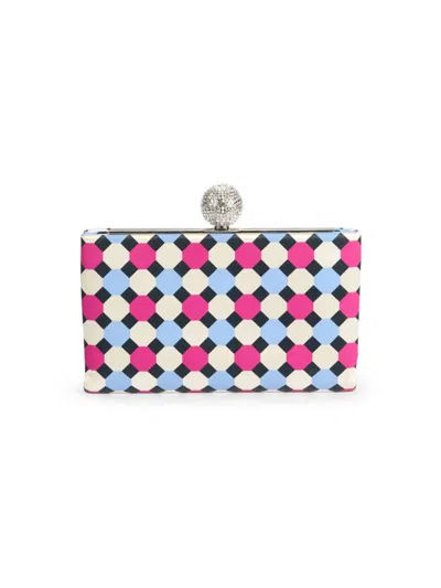 Roger Vivier Women's Geometric Print Embellished Clasp Clutch In Blue Multi