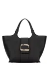 Roger Vivier Glossy Finish Structured Tote Bag With Buckle In Black