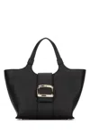 Roger Vivier Glossy Finish Structured Tote Bag With Buckle In Black