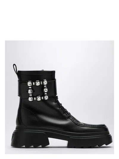 ROGER VIVIER WOMEN'S LEATHER LACE-UP BOOT