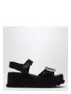 Roger Vivier Slidy Viv' 65 Leather Wedge Sandals In Black