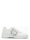 Roger Vivier Viv Skate Crystal-embellished Rubber-trimmed Leather Sneakers In White