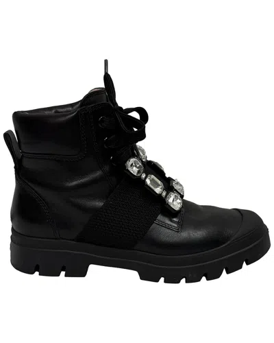 Pre-owned Roger Vivier Women's Leather Walky Viv' Crystal-embellished Ankle Boot (authentic Pre-loved)