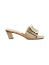 Roger Vivier Beige Patent Leather Love Buckle Sandals For Women In Beige