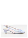 Roger Vivier Belle Vivier Buckled Patent-leather And Mesh Slingback Pumps In Light Blue