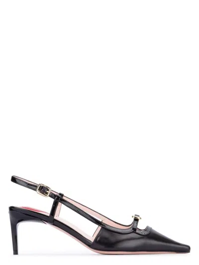 ROGER VIVIER WOMEN'S MINI BUCKLE LEATHER SLINGBACK PUMPS