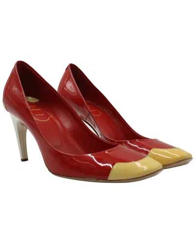 Pre-owned Roger Vivier Women's Patent Leather Colorblock Pump (authentic Pre-loved) In Multi