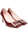 Roger Vivier Women's Patent Leather Trompette Square-toe Pump Burgundy Patent Leather (authentic Pre In Brown
