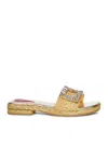 Roger Vivier Crystal Buckle Braided Raffia Espadrilles