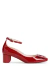 Roger Vivier Roundy Lacquered Ankle Strap Dec 45 Pumps In Red