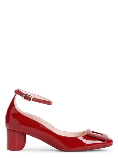 ROGER VIVIER WOMEN'S ROUNDY LACQUERED ANKLE STRAP DEC 45 PUMPS | SIZE 36 | RVW76141300D1P