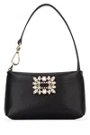 Roger Vivier Rv Nightlily Buckle Embellished Shouder Bag In Black