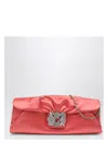 Roger Vivier Salmon Pink Efflorescence Clutch Bag With Buckle Women In Orange