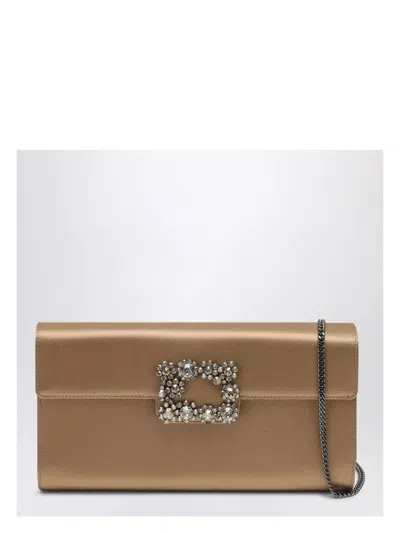 Roger Vivier Women's Satin Efflorescence Clutch Bag With Buckle In Beige