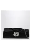 Roger Vivier Women's Satin Efflorescence Clutch Bag With Buckle In Black