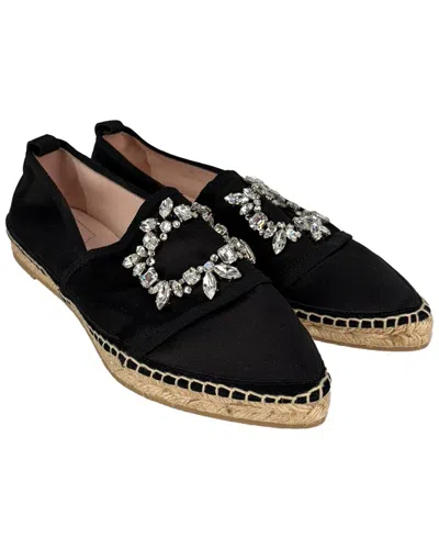 Pre-owned Roger Vivier Women's Satin Embellished Espadrille (authentic Pre-loved)