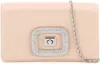 Roger Vivier Embellished Buckle Rectangular Satin Clutch In Pink