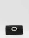 Roger Vivier Evening Envelope Satin Clutch In Black