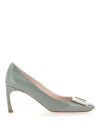 Roger Vivier Woman Pumps Light Grey Size 11.5 Leather In Gray