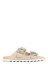 Roger Vivier Adjustable Strass Buckle Sandals In Nude & Neutrals