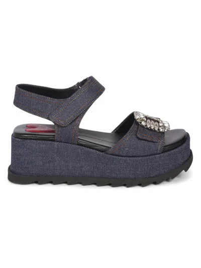 Roger Vivier Women's Slidy Viv' Denim Wedge Sandals