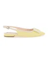Roger Vivier Slingback Flats With Resin Buckle And Contrasting Trim In Yellow