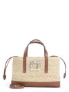 Roger Vivier Rv Skate Straw Flowers Handbag Women In Beige