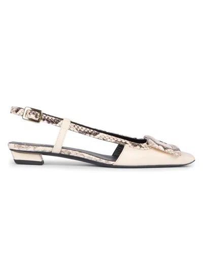 Roger Vivier Women's Snakeskin-embossed Trim Leather Slingback Pumps In Animal Print