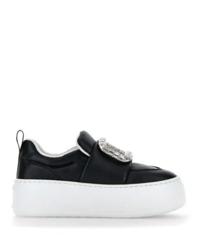 Roger Vivier 50mm Puffy Choc Leather Sneakers In Black