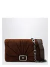 Roger Vivier Women's Suede Viv Choc Leather Shoulder Bag