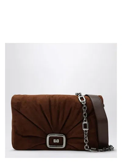 Roger Vivier Women's Suede Viv Choc Leather Shoulder Bag