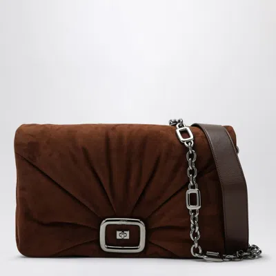 Roger Vivier Women's Suede Viv'' Choc Leather Shoulder Bag