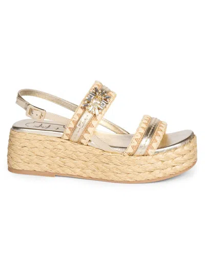 Roger Vivier Summer Strass 60mm Espadrille Platform Sandals In Gold