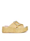 Roger Vivier 60 Embellished Raffia Platform Mules In Cream