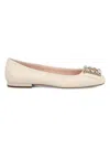 Roger Vivier Embellished Slip-on Ballerinas In Bianco