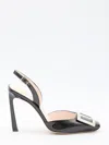 Roger Vivier Trompette Metal 70 Slingback Pumps In Black