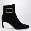 Roger Vivier Trompette 70 Suede Ankle Boots In Black