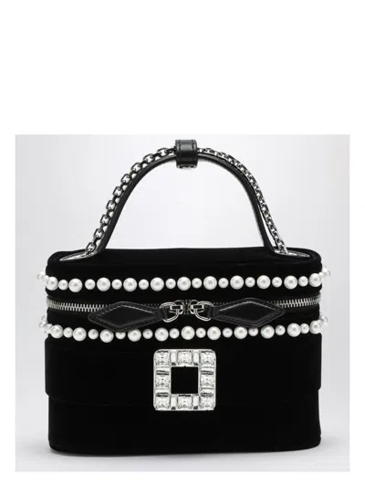 ROGER VIVIER WOMEN'S VELVET VANITY BAG WITH BEADS AND RHINESTONE BUCKLE