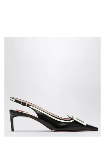 ROGER VIVIER WOMEN'S VIV CANARD LEATHER SLINGBACK DÃ©COLLETÃ© PUMPS | SIZE 38.5 | RVW72240720CH5