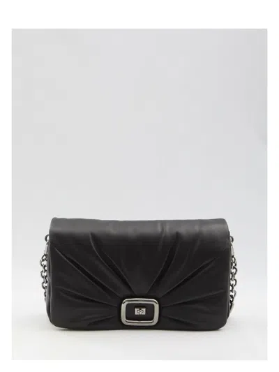 Roger Vivier Women's Viv Choc Large Leather Bag In Black