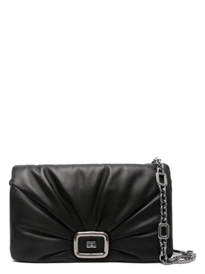 Roger Vivier Women's Viv' Choc Leather Clutch In Black