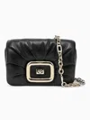 Roger Vivier Viv Choc Flap Leather Shoulder Bag In Black