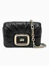 Roger Vivier Stylish Black Leather Handbag With Metal Buckle And Versatile Straps In Black