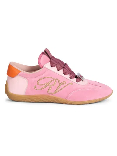 Roger Vivier Viv Mixed Leather Low-top Sneakers In Pink