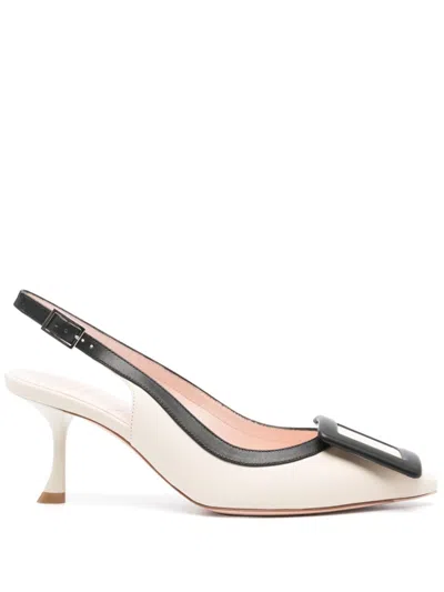 Roger Vivier Women Viv In The City Leather Slingback Pumps In Beige Black