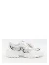 Roger Vivier Viv' On The Run Sneakers In Leather And Fabric In Silver
