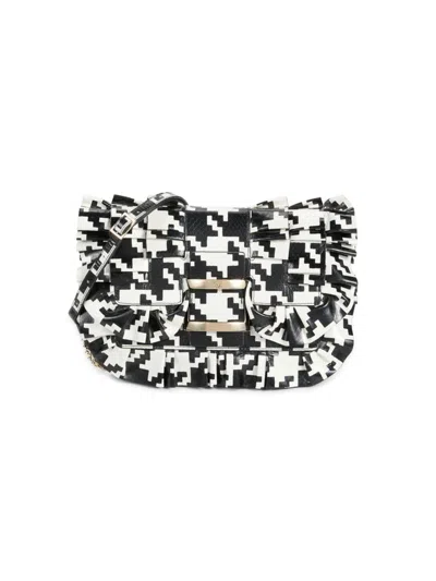 Roger Vivier Women's Viv Print Frill Crossbody Bag In Black White