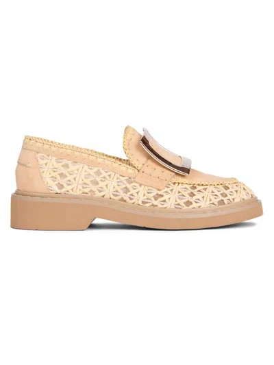 Roger Vivier Women's Viv Rangers 25mm Braided Raffia Loafers In Neutral