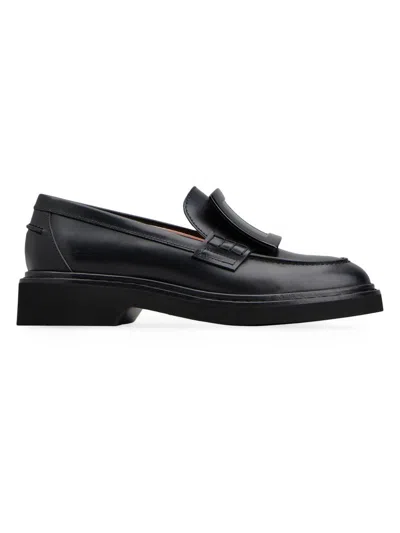 Roger Vivier Women's Viv Rangers Covered Buckle Leather Loafers In Black