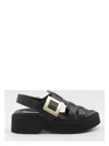 Roger Vivier Viv Rangers Buckled Flat Sandals